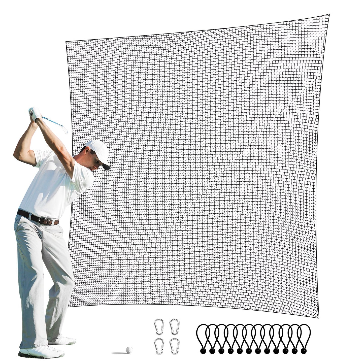 Golf Net, 3048 x 4572mm Golf Training Net, Indoor Hitting Net for Golf, Baseball, Hockey, Soccer, Heavy Duty Nylon DIY Ball Net, Sports Net for Backyard Driving Practice Swing (Net Only)