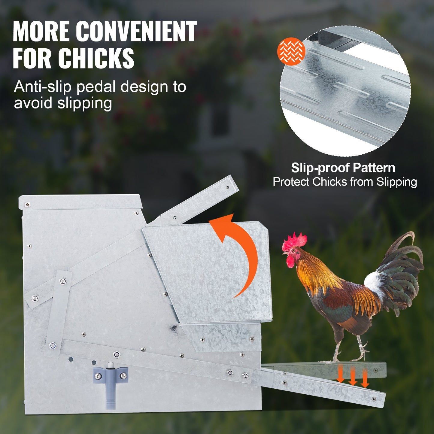 Automatic Chicken Feeder, 25 lbs Capacity Feeds 10 Chicks Up to 11 Days, Galvanized Steel Poultry Feeder
