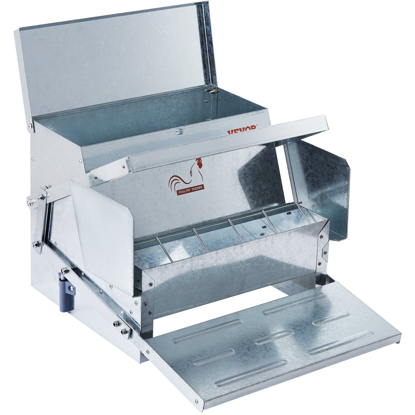 Automatic Chicken Feeder, 25 lbs Capacity Feeds 10 Chicks Up to 11 Days, Galvanized Steel Poultry Feeder