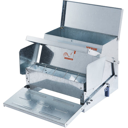 Automatic Chicken Feeder, 25 lbs Capacity Feeds 10 Chicks Up to 11 Days, Galvanized Steel Poultry Feeder