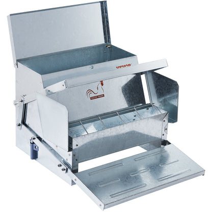Automatic Chicken Feeder, 25 lbs Capacity Feeds 10 Chicks Up to 11 Days, Galvanized Steel Poultry Feeder