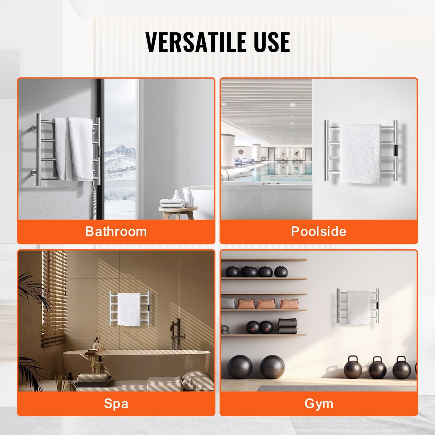 4-bar towel rail Wall-mounted towel rack for bathroom in silver