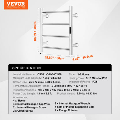 4-bar towel rail Wall-mounted towel rack for bathroom in silver