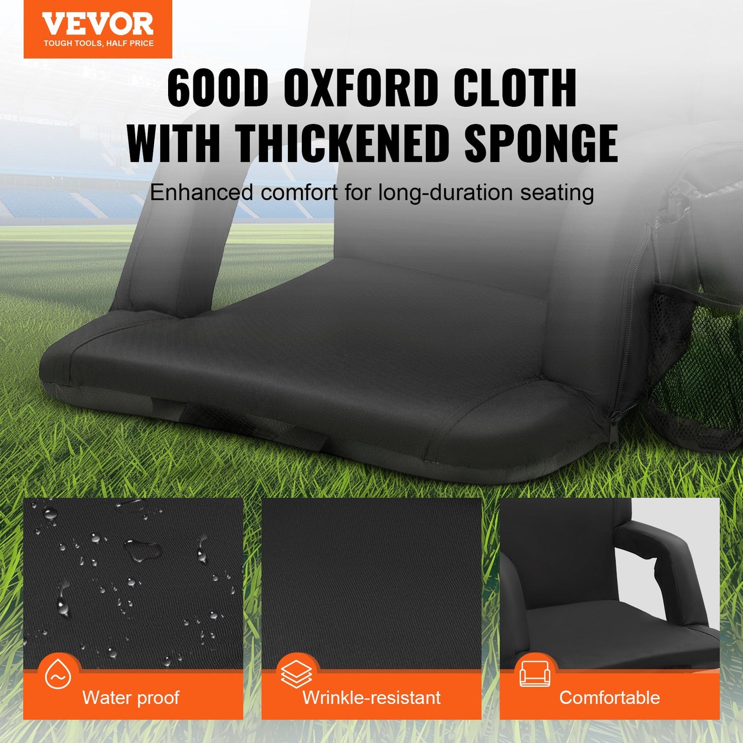 Double Heated Backrest Stadium Seat Portable Reclining Bleacher Chair