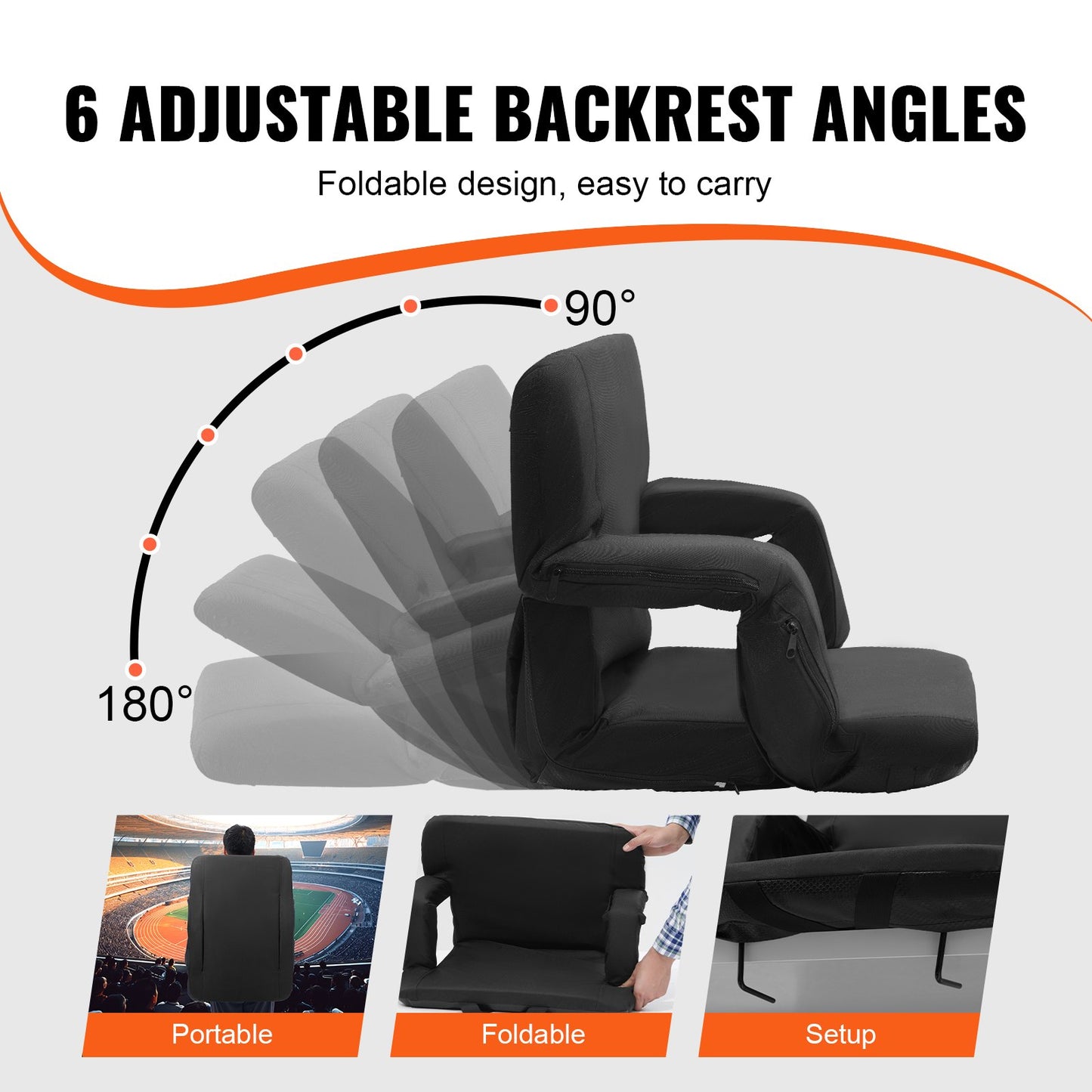 Double Heated Backrest Stadium Seat Portable Reclining Bleacher Chair