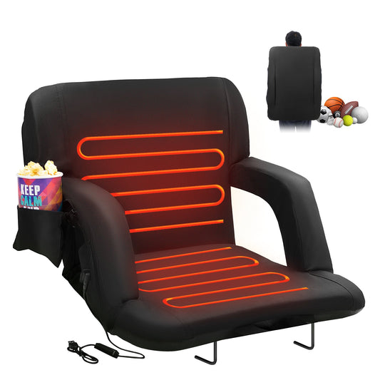 Double Heated Backrest Stadium Seat Portable Reclining Bleacher Chair