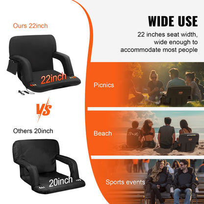 2-pack dubbeluppvärmt ryggstöd Stadiumsits lutande Bleacher-stol