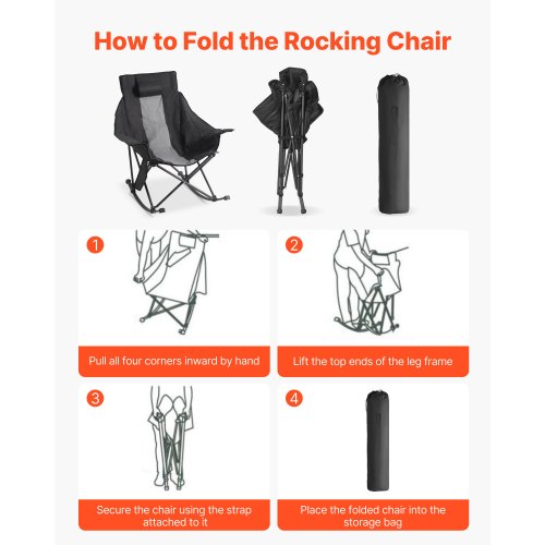 Uppvärmd Campingstol, 3 Värmeinställningar, Stor Vadderad Hopfällbar Gungstol, Robusta Trädgårdsstolar Utomhus med Ficka och Mugghållare, Stödjer 225lbs, Bärbar Uppvärmd Stol för Sport Vinterbruk |  EU