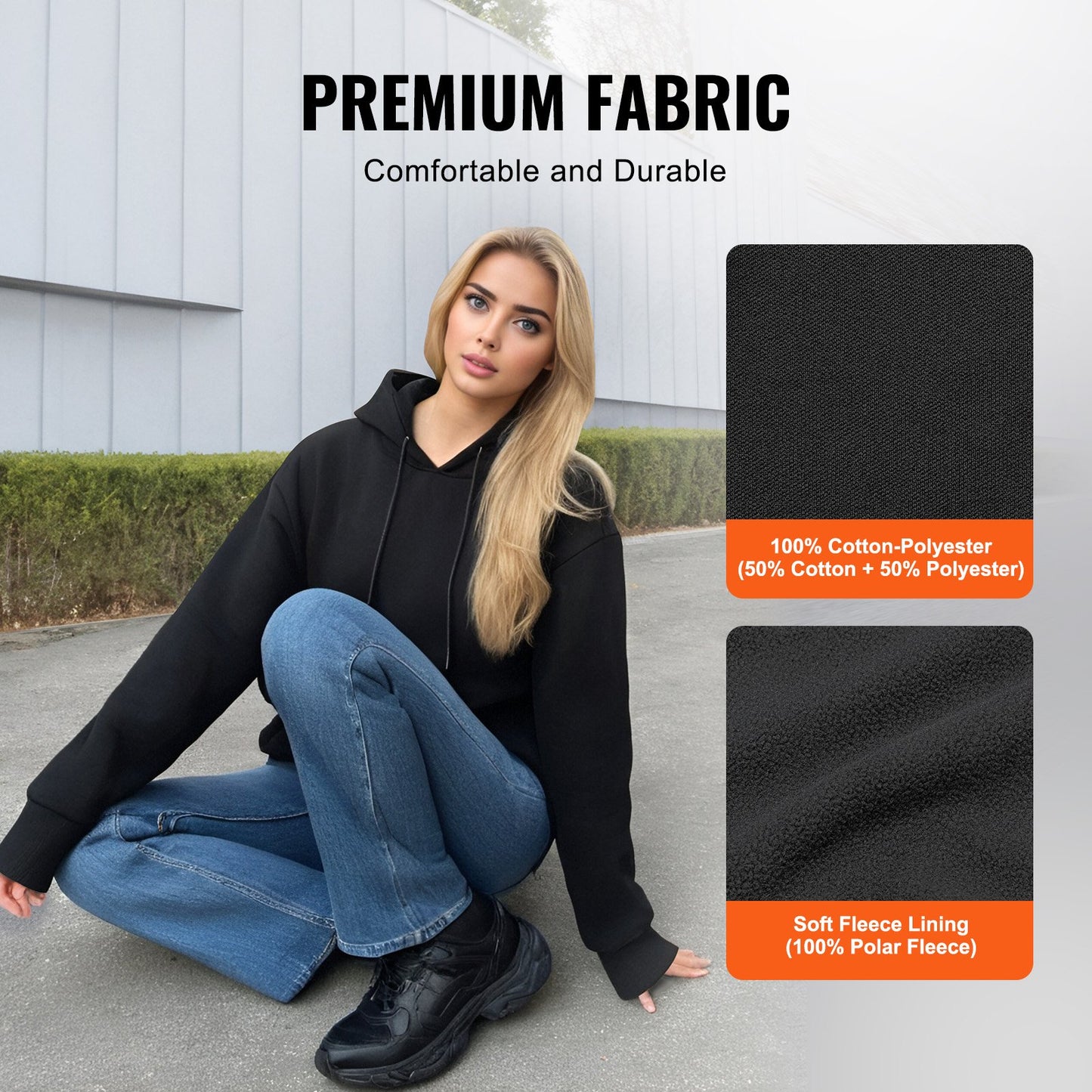 Heated Hoodie Sweatshirt Unisex with Battery for Men &amp; Women XXL Black