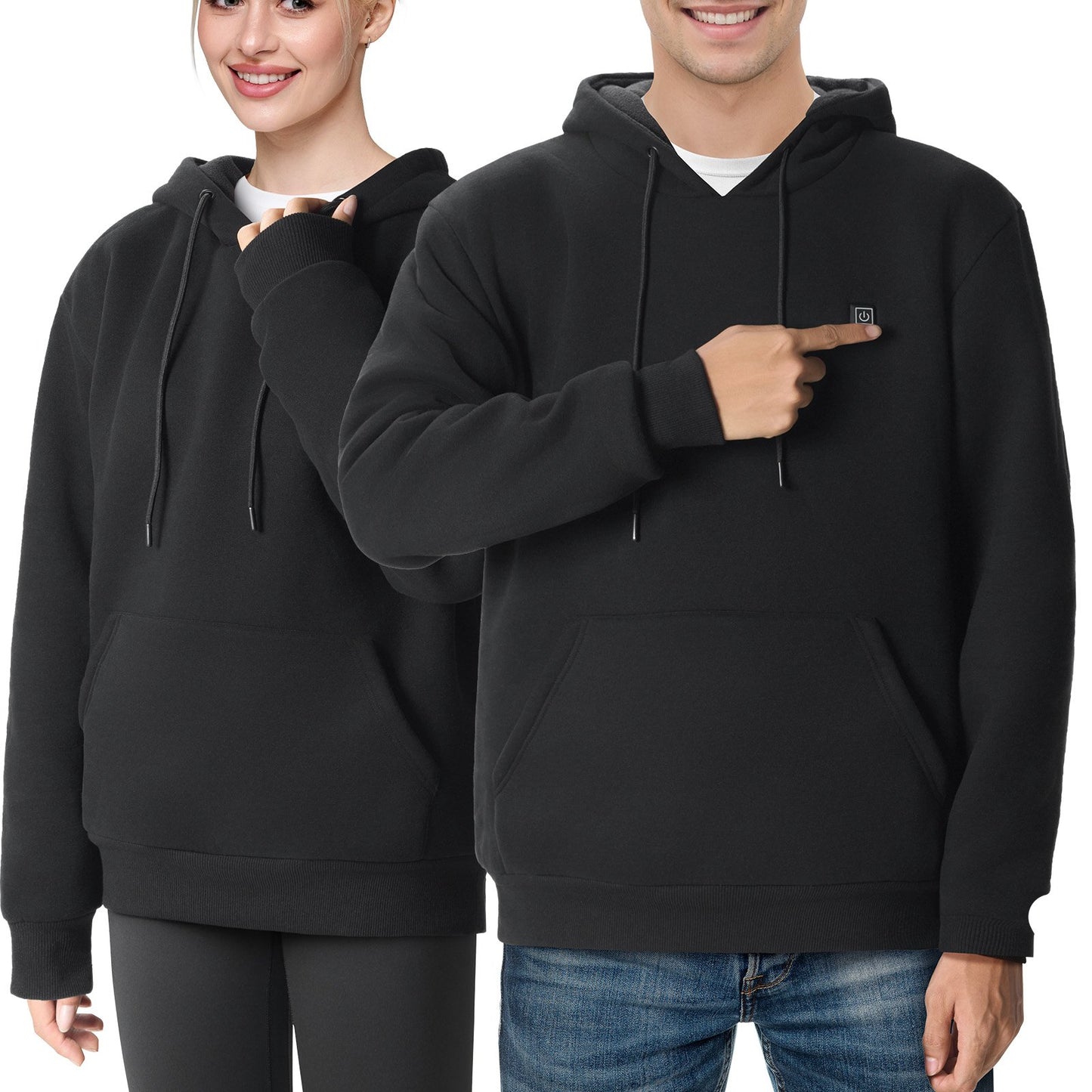 Heated Hoodie Sweatshirt Unisex with Battery for Men &amp; Women XL Size Black