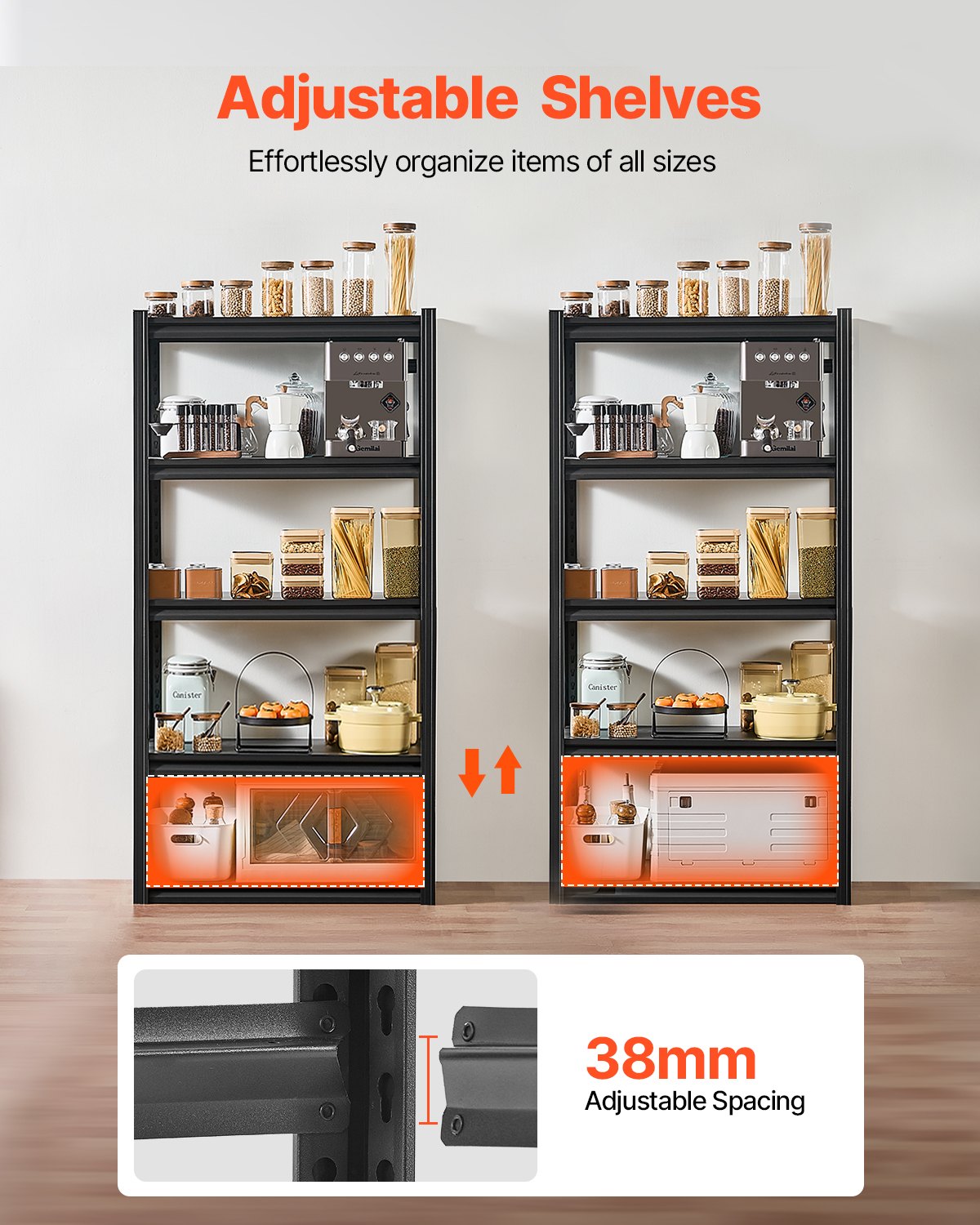 Storage Shelves 16" D x 32" W x 63" H 5-Tier Garage Storage Shelves