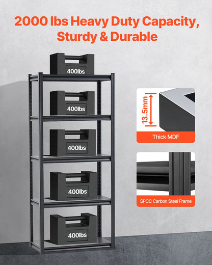 Förvaringshyllor 16" D x 32" B x 72" H 5-vånings Garage Förvaringshyllor