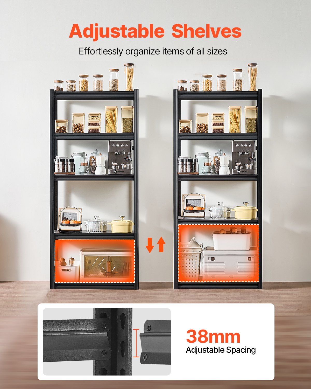 Förvaringshyllor 16" D x 32" B x 72" H 5-vånings Garage Förvaringshyllor