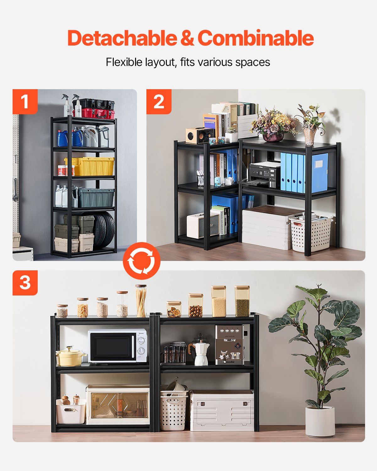 Förvaringshyllor 16" D x 32" B x 72" H 5-vånings Garage Förvaringshyllor