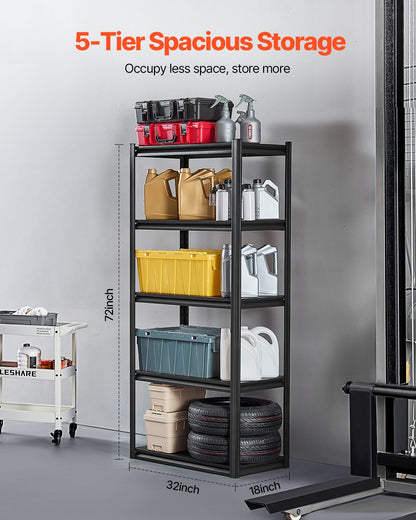 Förvaringshyllor 18" D x 32" B x 72" H 5-vånings Garage Förvaringshyllor