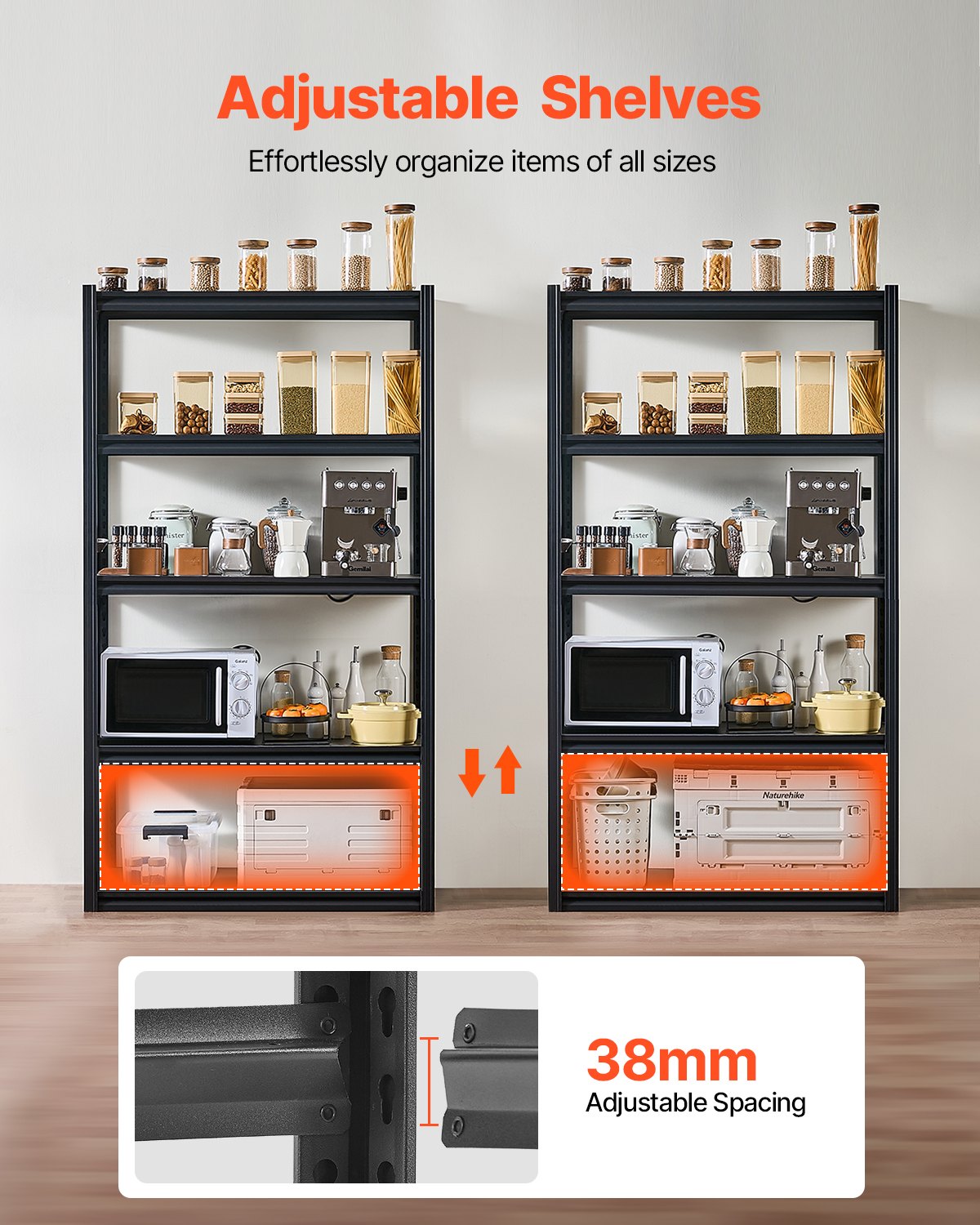 Storage Shelves 18" D x 40" W x 72" H 5-Tier Garage Storage Shelves