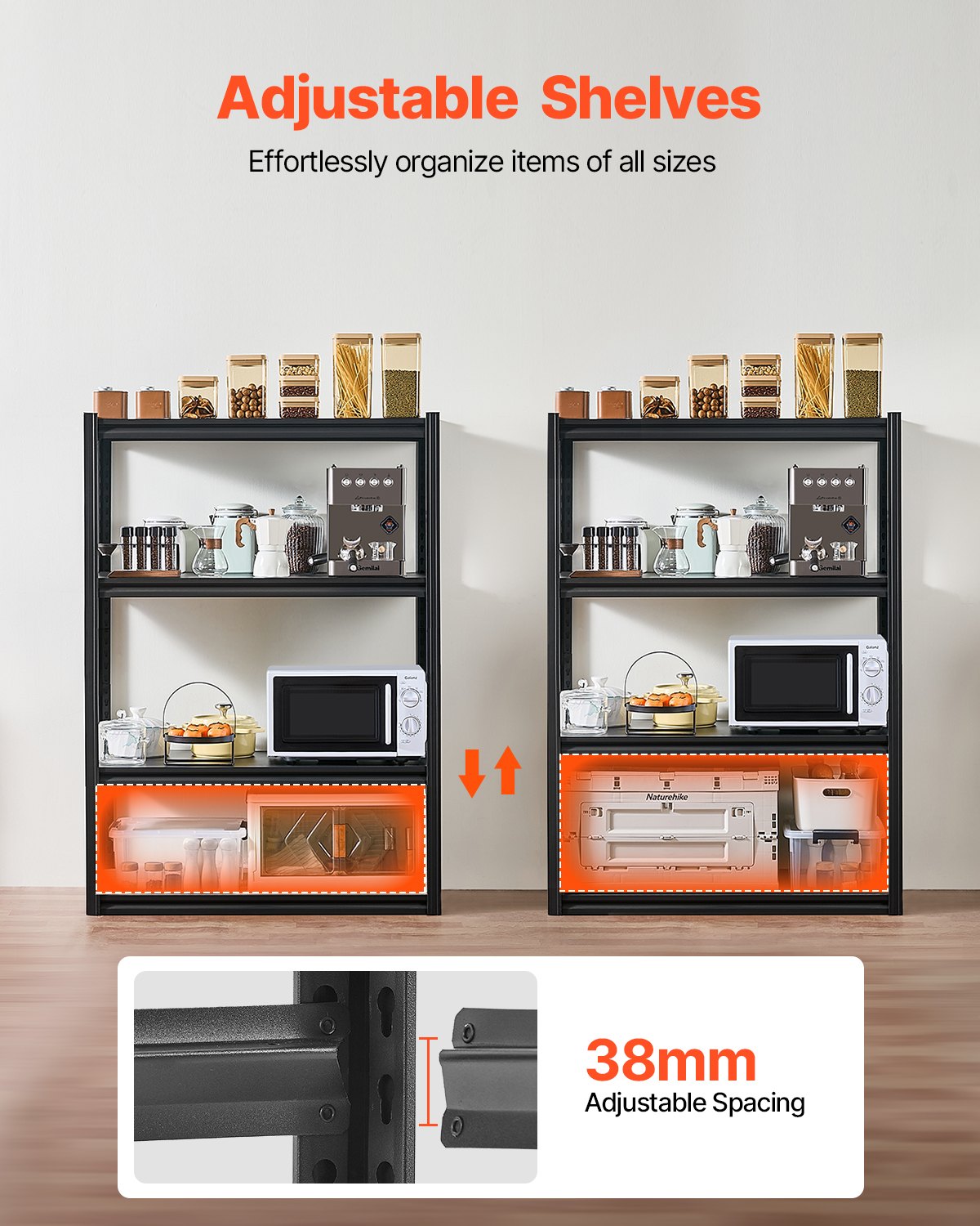Förvaringshyllor 20" D x 40" B x 57" H 4-vånings Garage Förvaringshyllor