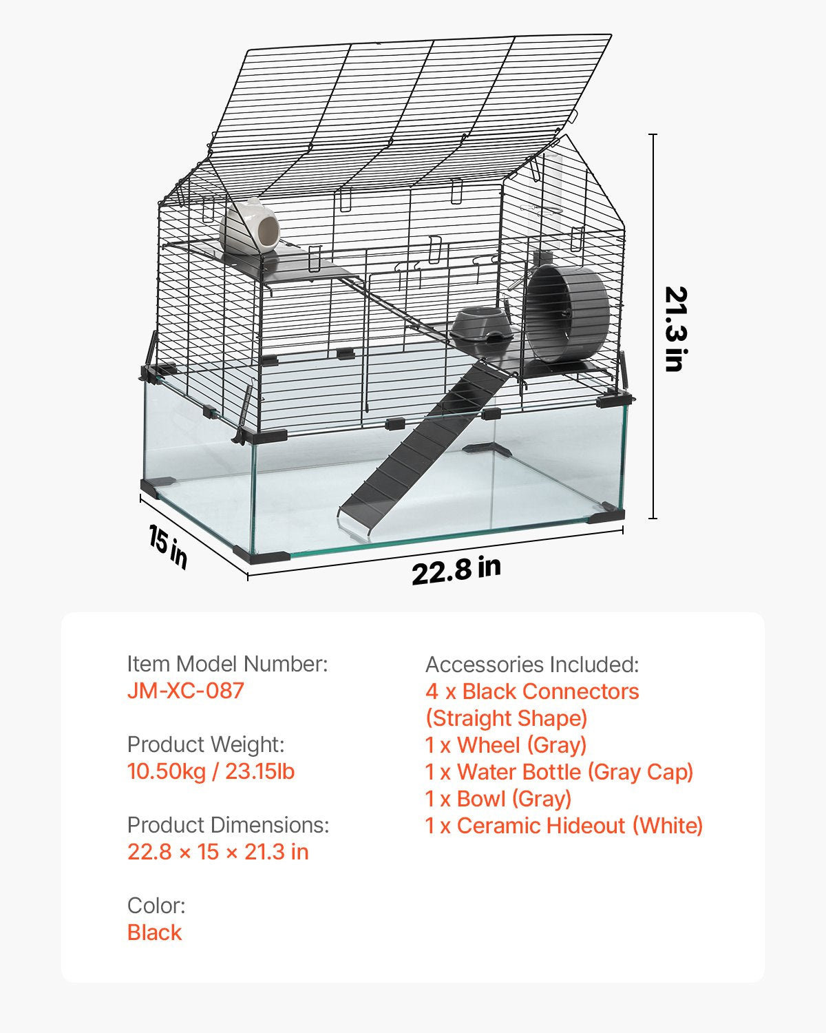 Wire Hamster Cage Habitat 22.8in Small Animal House for Rodents