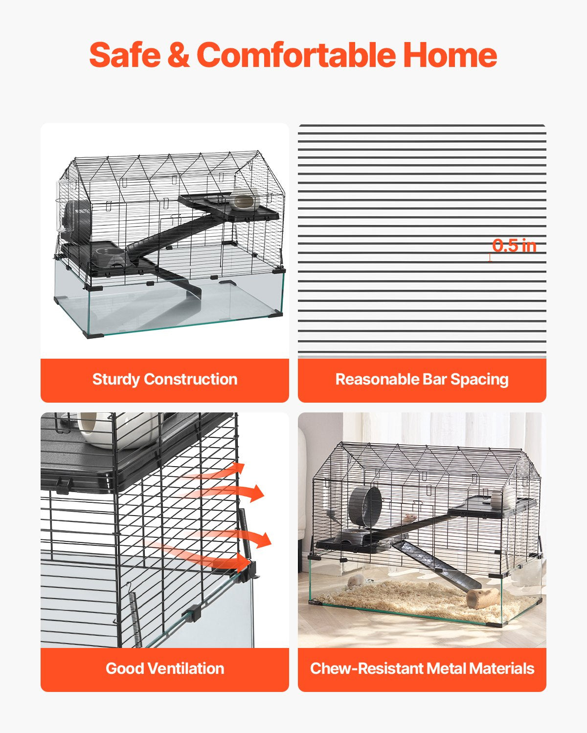 Wire Hamster Cage Habitat 29.5in Small Animal House for Rodents