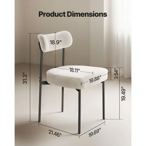 Set med 4 Bouclé Matstolar Modern Kökssidostol Böjd Ryggstöd
