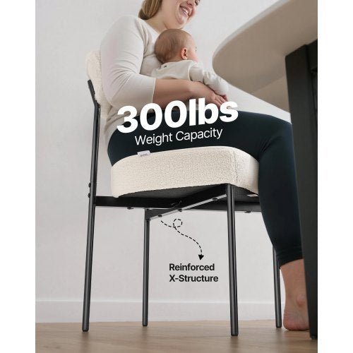 Set med 4 Bouclé Matstolar Modern Kökssidostol Böjd Ryggstöd