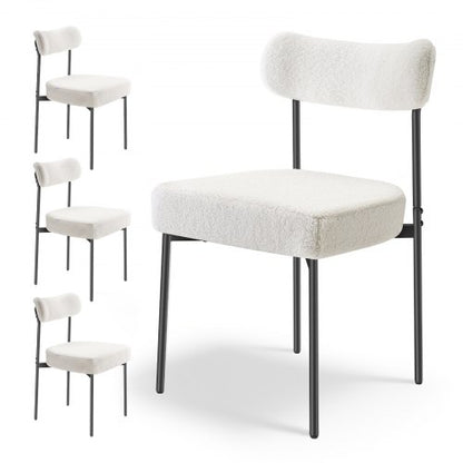Set med 4 Bouclé Matstolar Modern Kökssidostol Böjd Ryggstöd