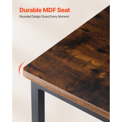 Matstolar Set om 2, Träbordsstolar med metallram och ryggstöd, Lättmonterad Lädersidostol, Modern Lantlig Valnötsstol för Kök Vardagsrum, Rustik Brun och Svart |  EU