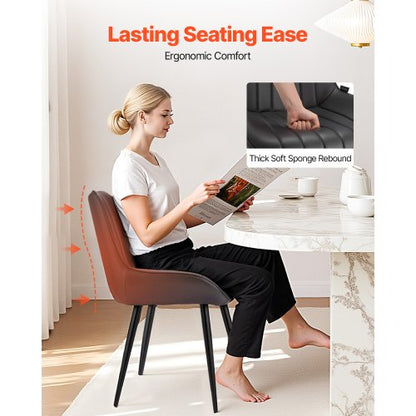 Moderna matsalstolar set om 4, klädda tygsidostolar för matbord, platsbesparande köksbordsstol med tjocka kuddar och metallben, svart |  EU