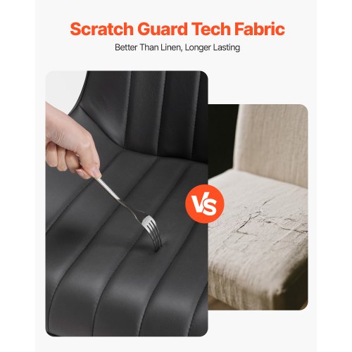 Moderna matsalstolar set om 4, klädda tygsidostolar för matbord, platsbesparande köksbordsstol med tjocka kuddar och metallben, svart |  EU