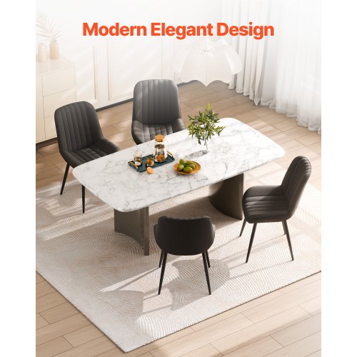 Moderna matsalstolar set om 4, klädda tygsidostolar för matbord, platsbesparande köksbordsstol med tjocka kuddar och metallben, svart |  EU