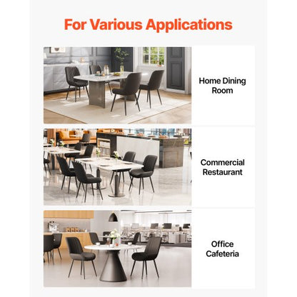 Moderna matsalstolar set om 4, klädda tygsidostolar för matbord, platsbesparande köksbordsstol med tjocka kuddar och metallben, svart |  EU