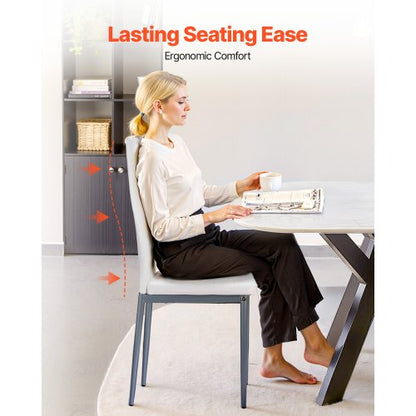 Moderna matsalstolar set om 4, klädda läderfåtöljer för matbord, platsbesparande köksbordsstol med tjocka kuddar och metallben, vit |  EU