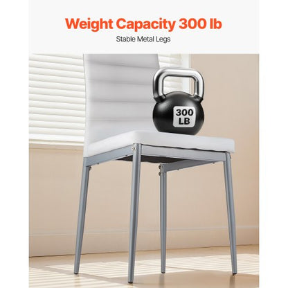 Moderna matsalstolar set om 4, klädda läderfåtöljer för matbord, platsbesparande köksbordsstol med tjocka kuddar och metallben, vit |  EU