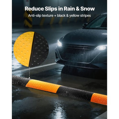 1000 mm gummifarthinder, 2-pack, 2-kanals kraftigt trafikhinder, 9 979 kg/axellastkapacitet, vajerskyddsramp med expansionsskruvar, för asfaltbetong, grusuppfart och väg |  EU