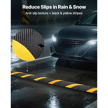 1830 mm farthinder i gummi, 2 kanaler, kraftigt farthinder, 9 979 kg/axel lastkapacitet, vajerskyddsramp med expansionsskruvar, för asfaltbetong, grusuppfart, väg, 1-pack |  EU