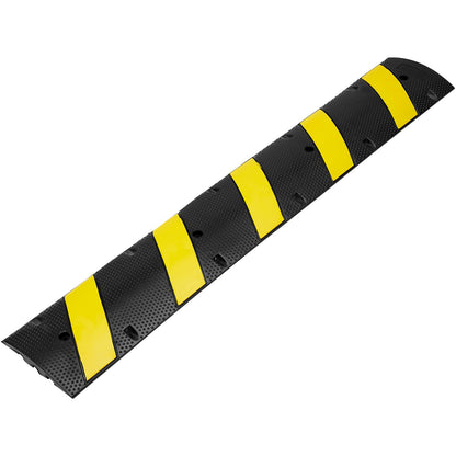 2PCs 6 ft/72'' Gummihastighetspuckel, 2-kanals, 22000 lbs Kapacitet Heavy Duty Trafikfartshinder, med högreflekterande gul remsa 8 expansionsskruvar och 1 borr, för asfaltbetonggrusvägar
