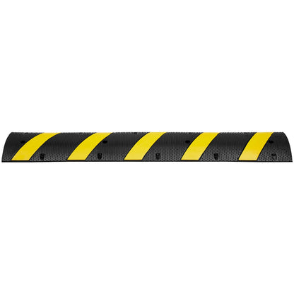 2PCs 6 ft/72'' Gummihastighetspuckel, 2-kanals, 22000 lbs Kapacitet Heavy Duty Trafikfartshinder, med högreflekterande gul remsa 8 expansionsskruvar och 1 borr, för asfaltbetonggrusvägar