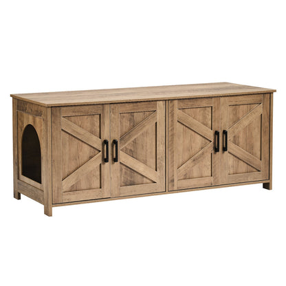 Cat litter box enclosure Wooden cat litter box Furniture hidden 2 rooms Greige