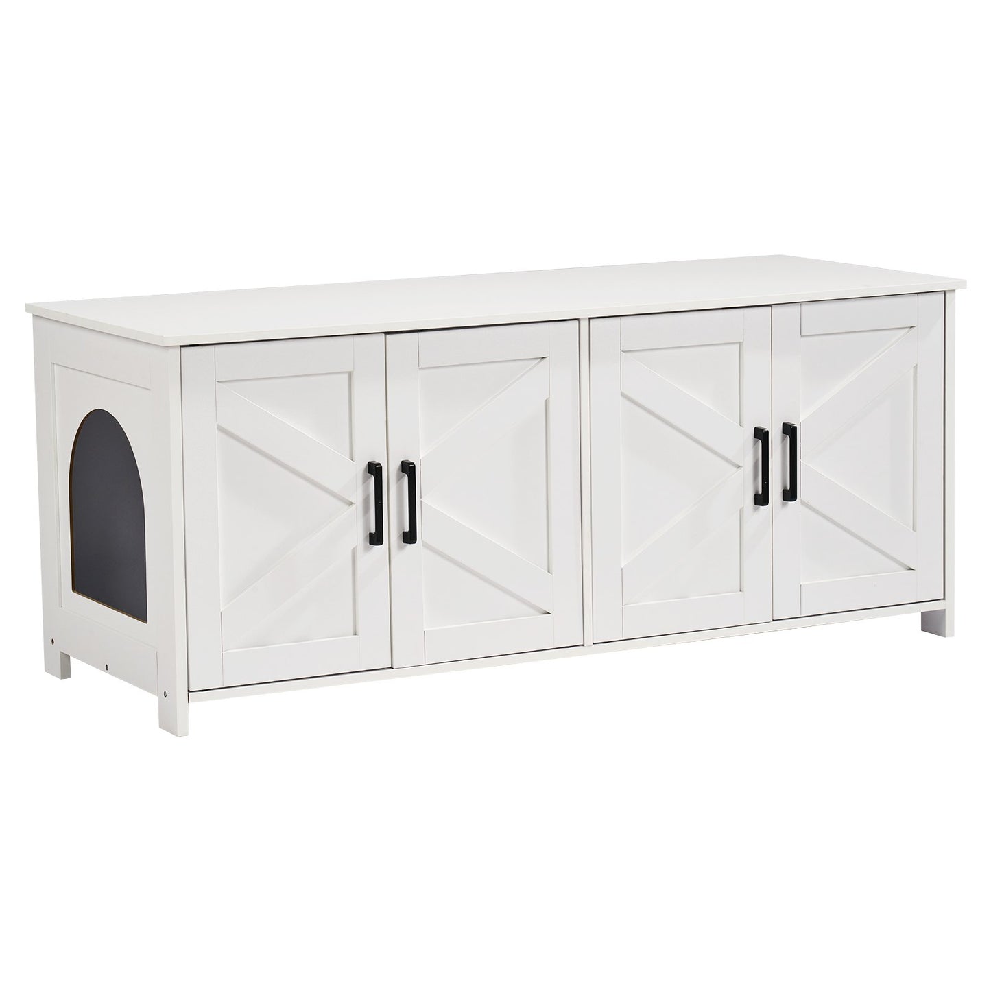 Katzentoilettengehäuse Holz Katzenstreu Möbel versteckt 2 Zimmer Weiß