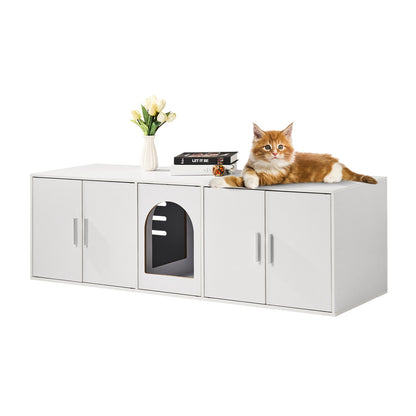 Katzentoilettenschrank, Katzentoilettenmöbel aus Holz, für Katzenstreu, versteckt, 146,8 cm, Weiß