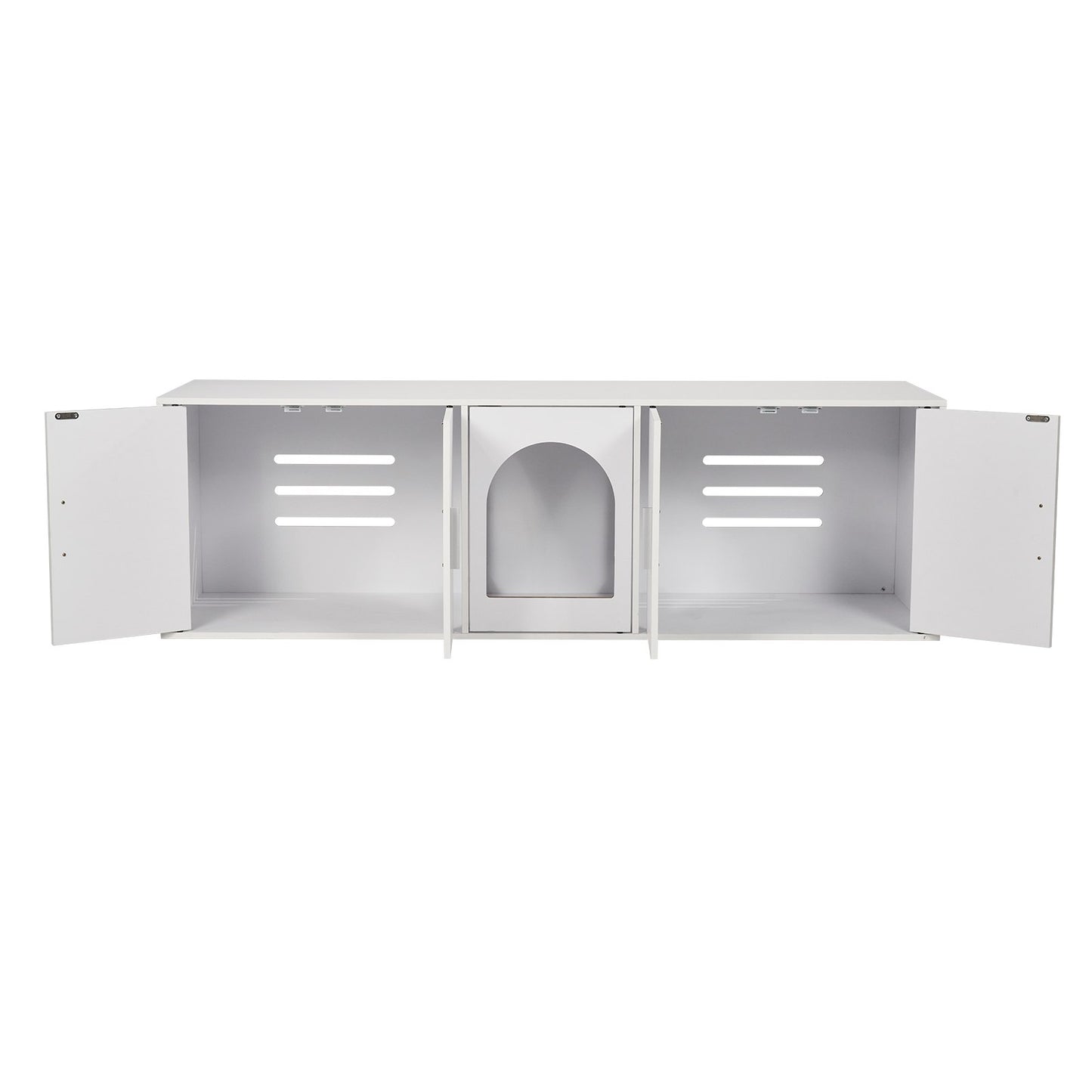 Katzentoilettenschrank, Katzentoilettenmöbel aus Holz, für Katzenstreu, versteckt, 146,8 cm, Weiß