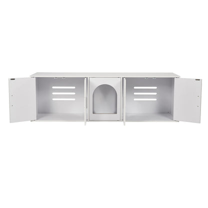 Katzentoilettenschrank, Katzentoilettenmöbel aus Holz, für Katzenstreu, versteckt, 146,8 cm, Weiß