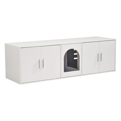 Katzentoilettenschrank, Katzentoilettenmöbel aus Holz, für Katzenstreu, versteckt, 146,8 cm, Weiß