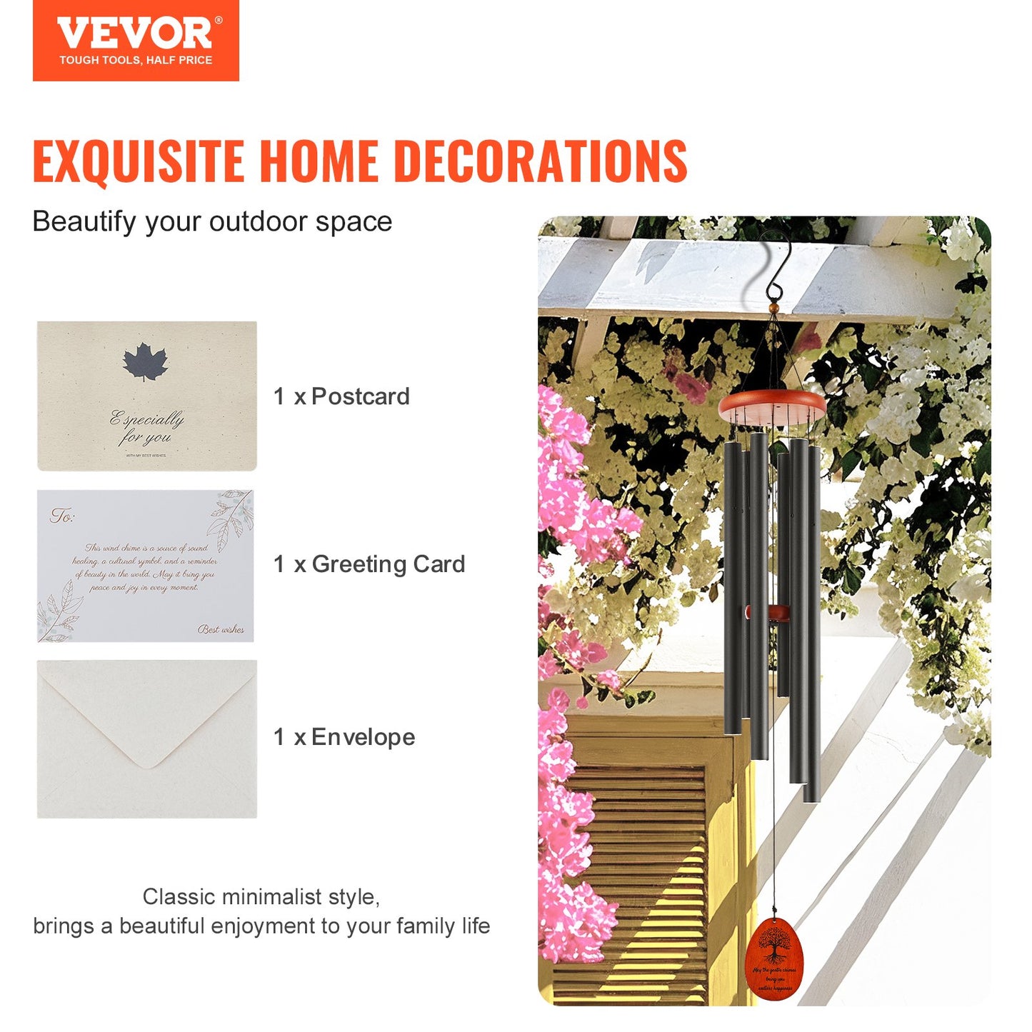 Outdoor Wind Chimes 1042mm Aluminum Memorial Deep Tone Wind Chimes