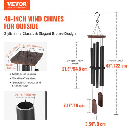 Wind Chimes för utomhus 1220 mm Aluminium Memorial Deep Tone Wind Chimes |  EU