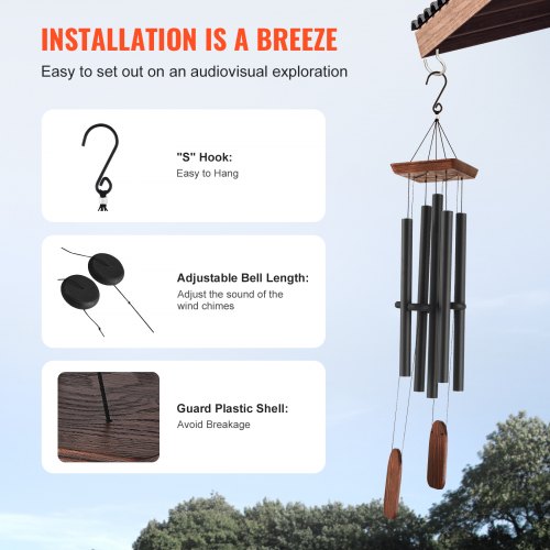 Wind Chimes för utomhus 1220 mm Aluminium Memorial Deep Tone Wind Chimes |  EU