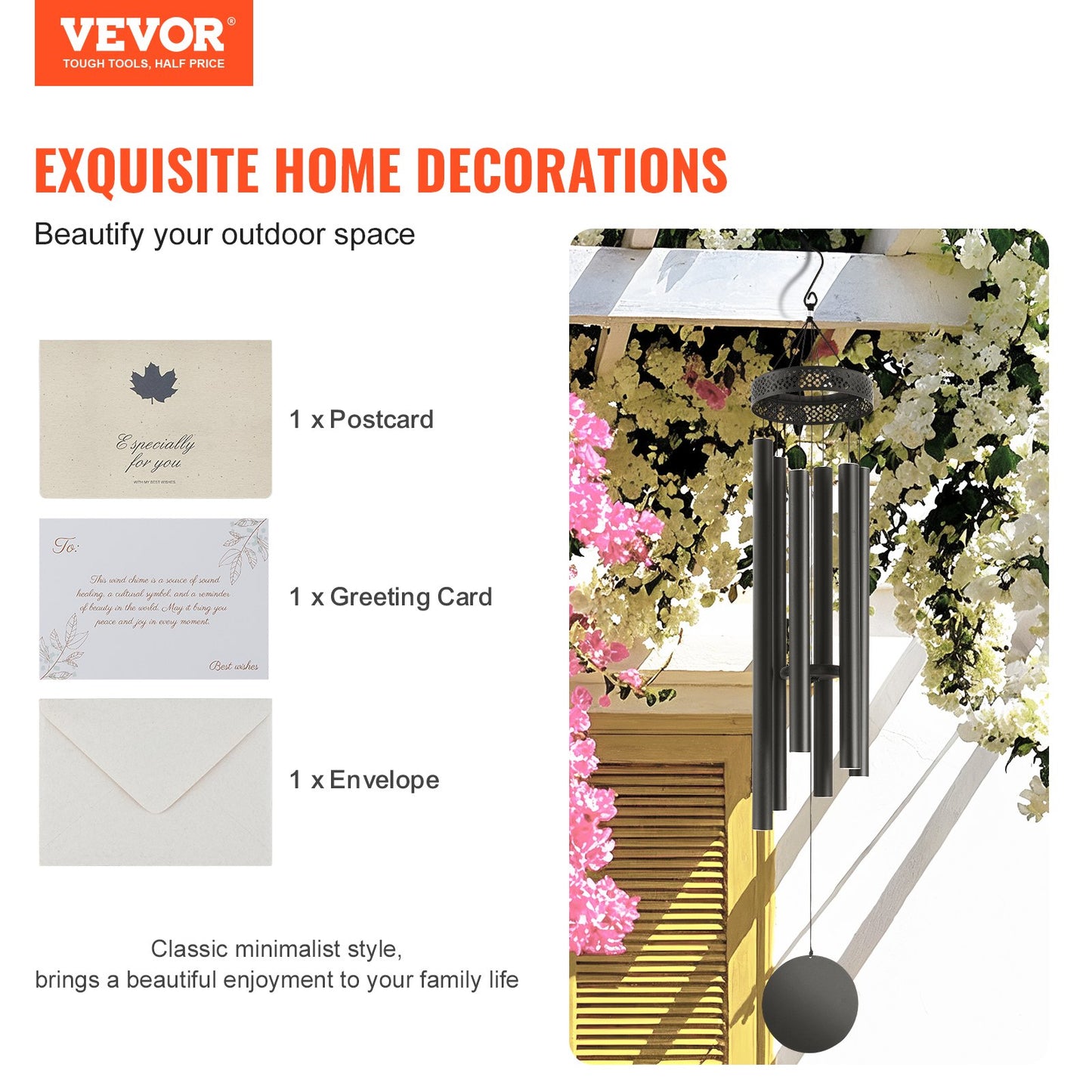 Outdoor Wind Chimes 1473mm Aluminum Memorial Deep Tone Wind Chimes