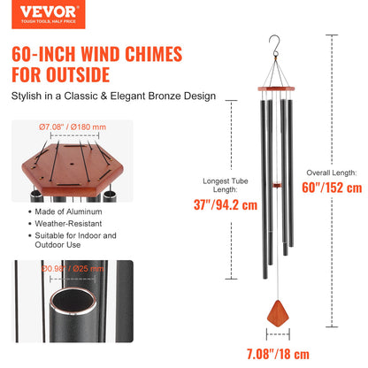 Wind Chimes för utomhus 1524 mm Aluminium Memorial Deep Tone Wind Chimes