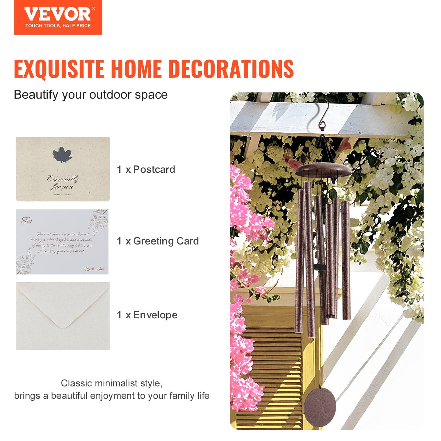 Outdoor Wind Chimes 1143mm Aluminum Memorial Deep Tone Wind Chimes