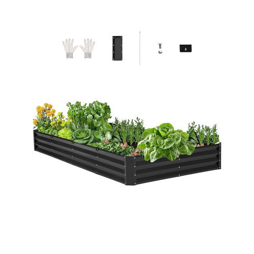 Upphöjd trädgårdsbädd i metall 2,4x1,2x3,6 m förzinkad blomlåda mörkgrå |  EU